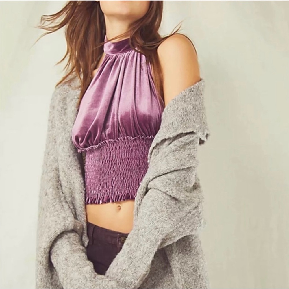 Free People Lilac/Purple Beverly Halter Top Size L NWT